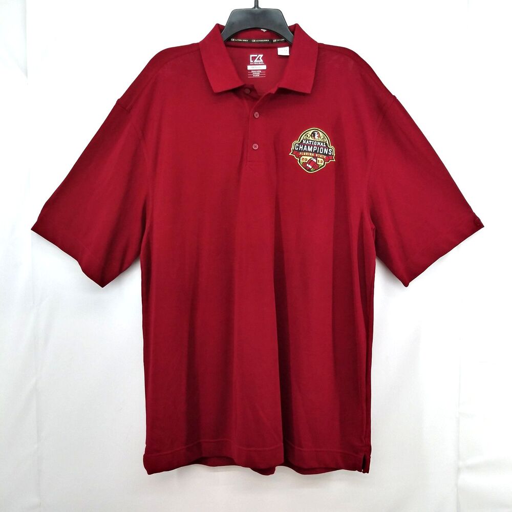 Florida State Seminoles Cutter & Buck Polo Shirt Men XL Red National Champs 2013
